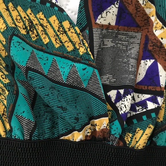 Green and Yellow Geometric Cocktail Party Dress - Picture 7 of 9